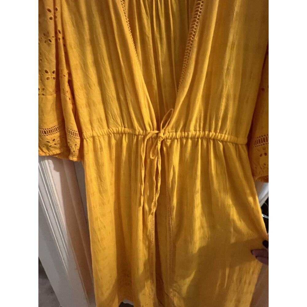 Festi X Torrid Golden Yellow Cotton Eyelet Kimono Size 1 - Picture 4 of 7